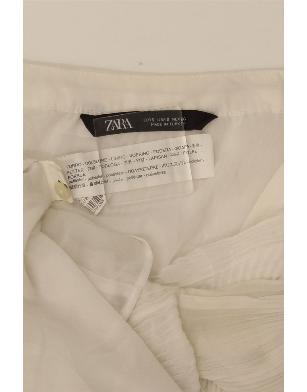 Zara Femme Chemise Blouse UK 10 Petit Blanc Polyester