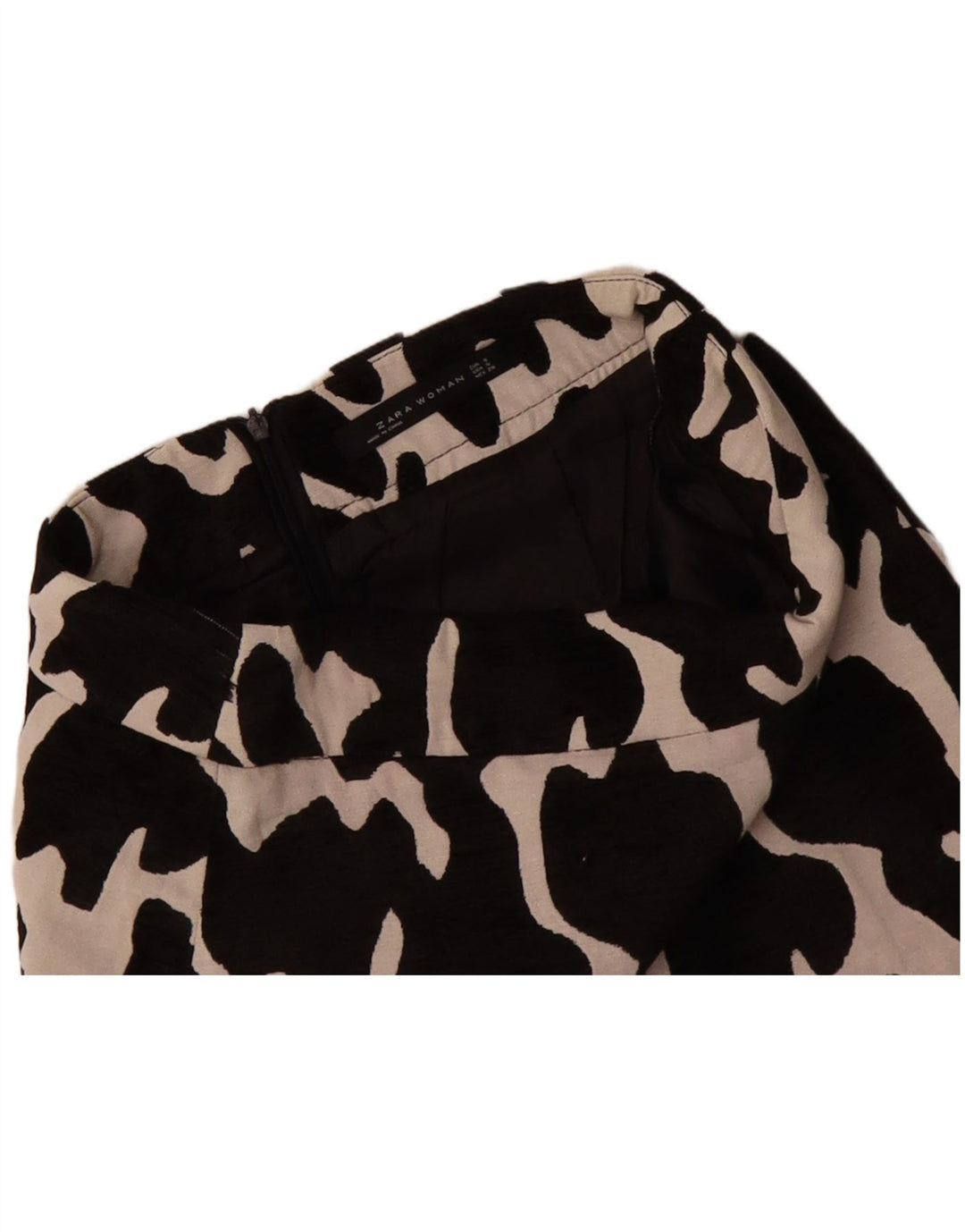ZARA Womens Mini Skirt Small W26  Black Animal Print Polyester