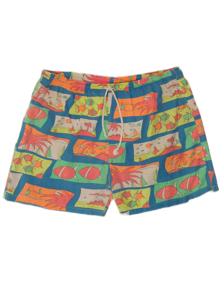 Short de bain vintage à motif abstrait pour homme, moyen multicolore