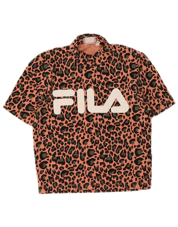 Fila Womens Crop Graphic T-Shirt Top UK 8 Petit Rose Animal Print Coton