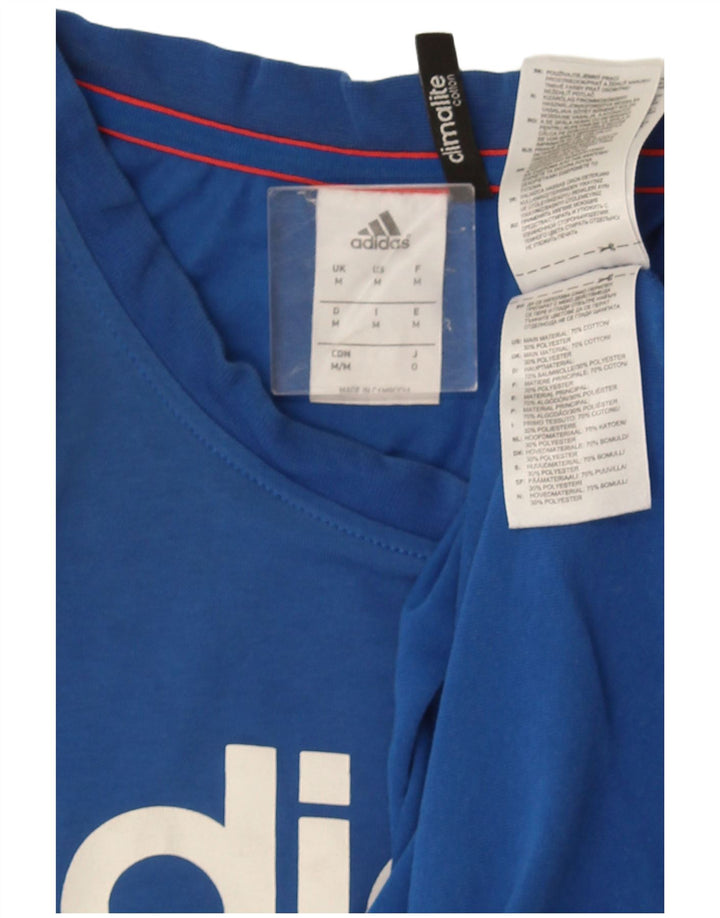 Adidas Homme Climalite Graphic T-Shirt Top Bleu Moyen Coton