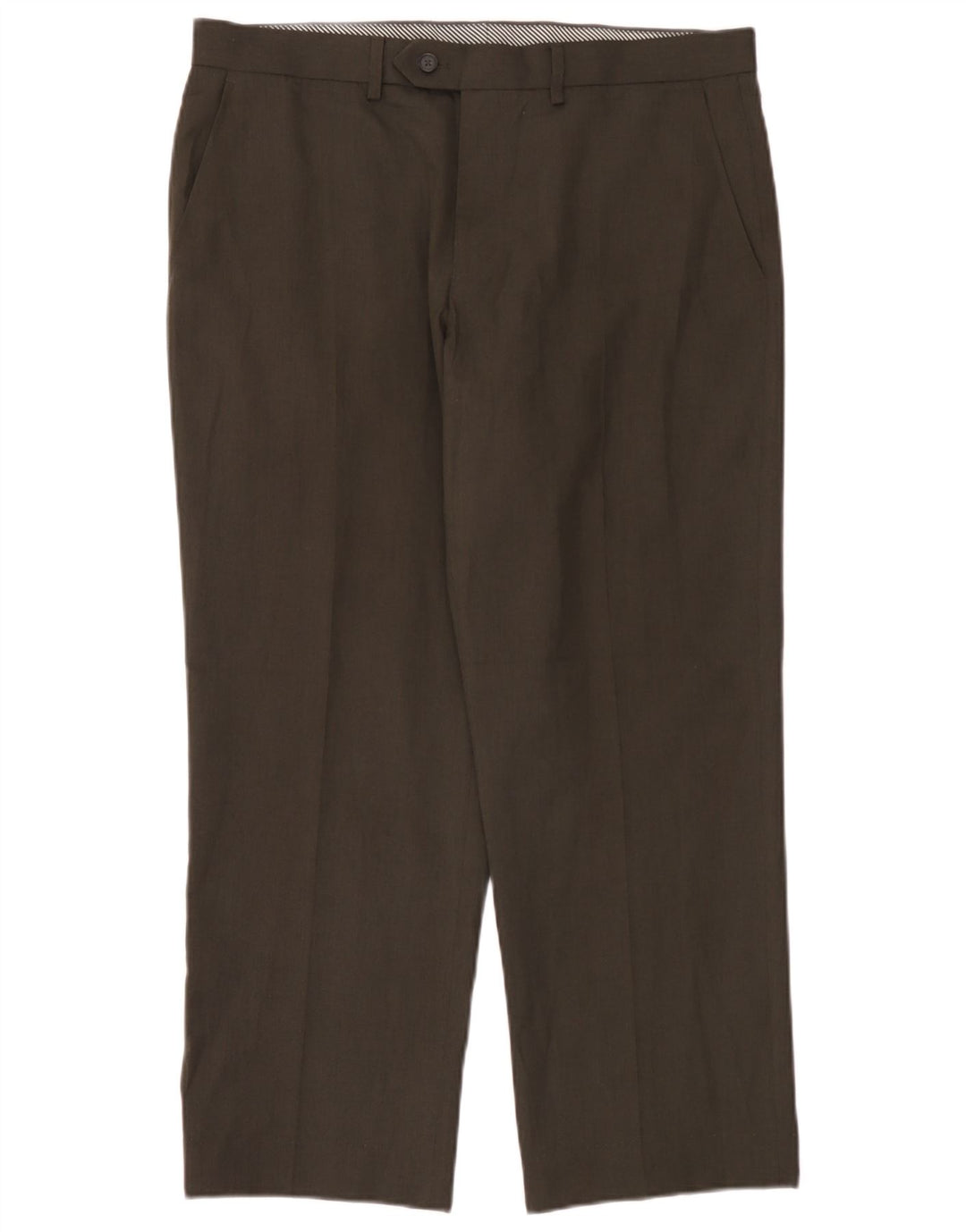 Marks & Spencer Pantalon de Costume Droit Homme W36 L29 Marron Polyester