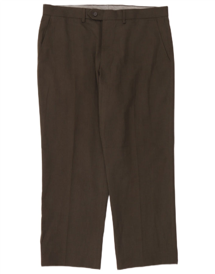 Marks & Spencer Pantalon de Costume Droit Homme W36 L29 Marron Polyester