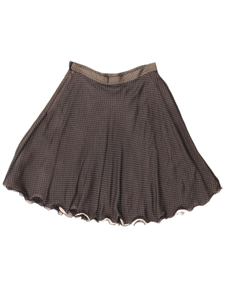 jupe trapèze femme vintage IT 44 Medium W28 Soie tachetée noire
