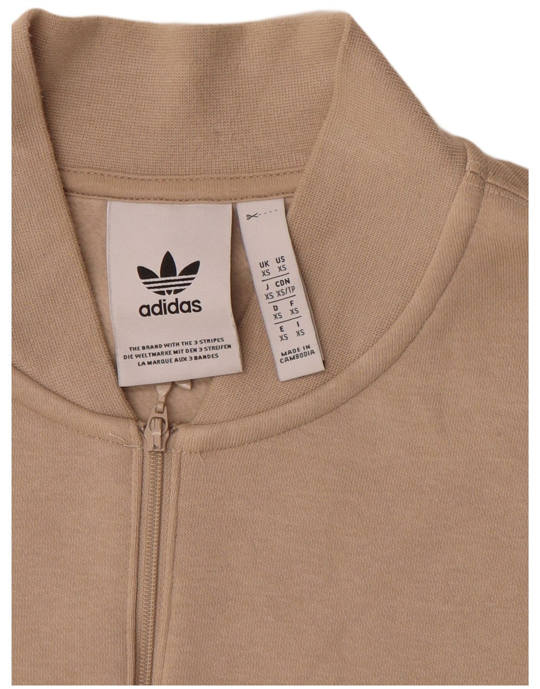 ADIDAS Sweat-shirt graphique à col zippé pour homme XS en coton color block beige
