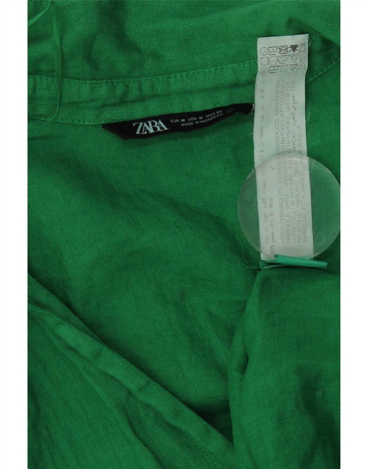 Chemise Femme Zara UK 14 Lin Vert Moyen