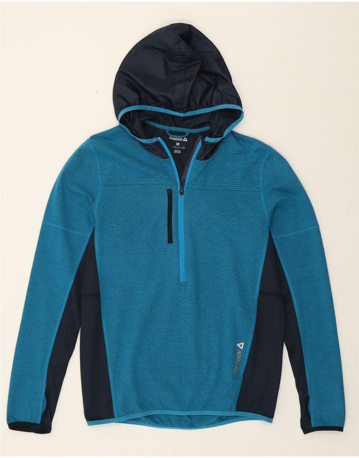 Reebok Pull à Capuche 1/4 Zip Homme Bleu Moyen Polyester
