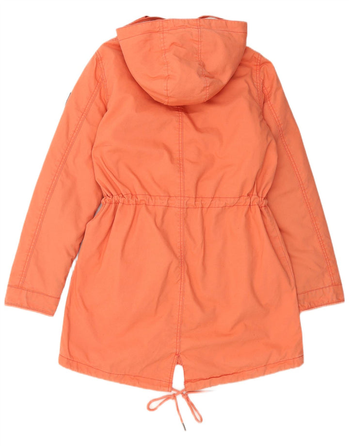 TOMMY HILFIGER Veste parka à capuche surdimensionnée pour femme UK 10 Small Orange