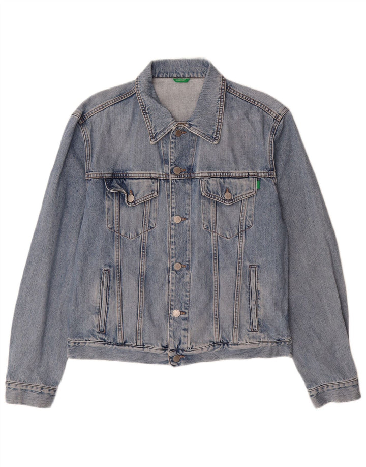 Benetton Veste en jean pour homme UK 40 Large Bleu Coton