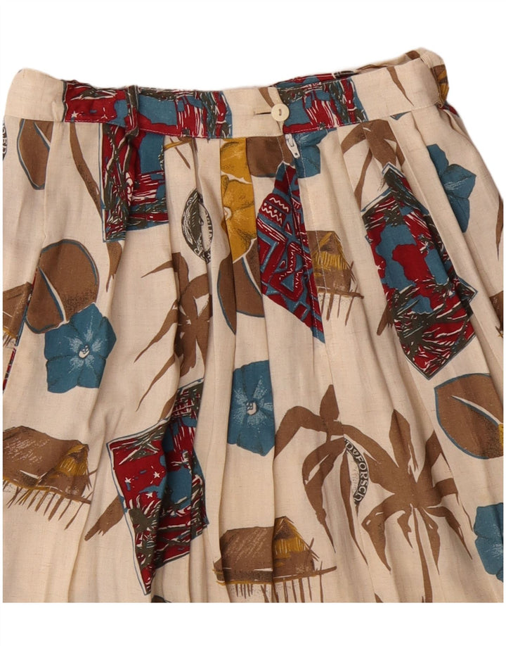 vintage Femme Midi Jupe W28 Moyen Off White Floral