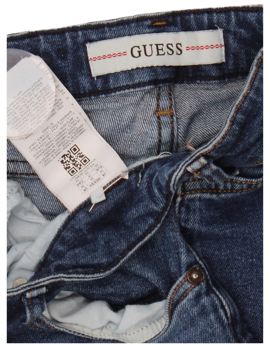 GUESS Femme Miami Skinny Jeans W34 L31 Bleu Coton