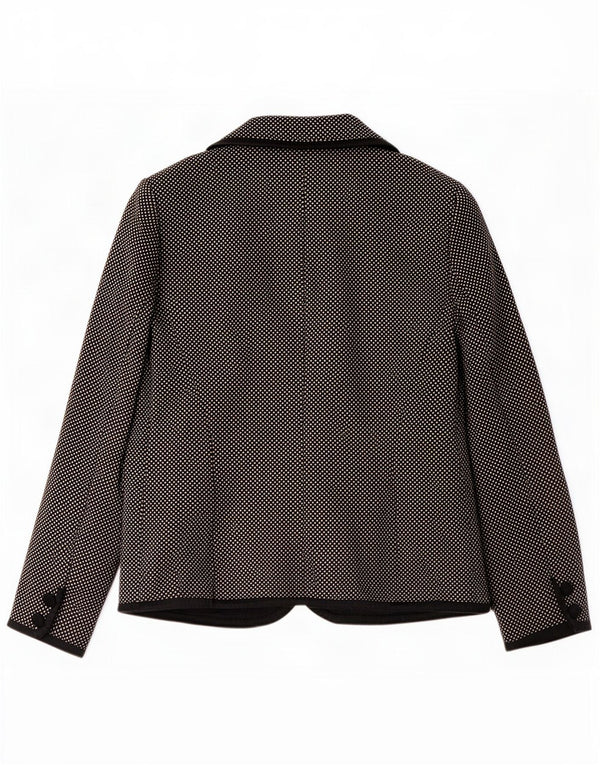 Luisa Spagnoli Veste blazer à 3 boutons pour femme UK 10 Petite laine mouchetée noire