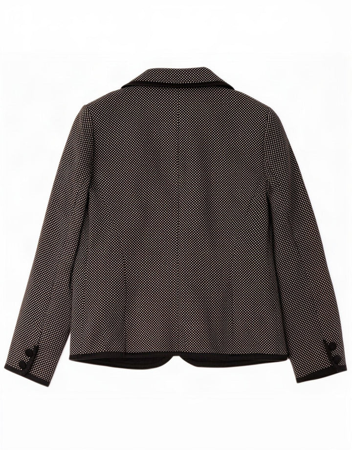Luisa Spagnoli Veste blazer à 3 boutons pour femme UK 10 Petite laine mouchetée noire