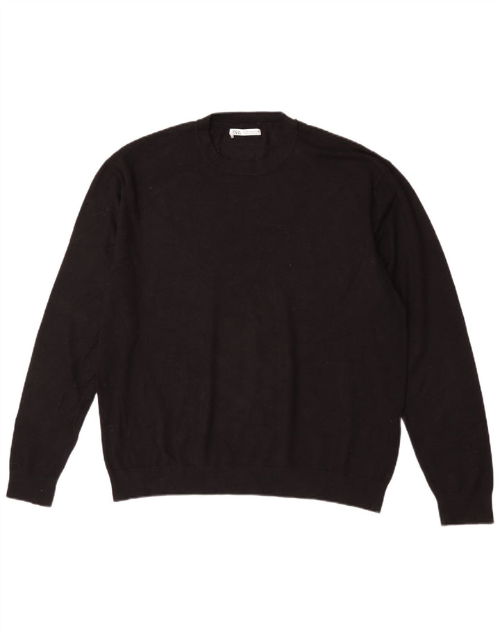 Zara Pull Col Rond Homme Noir Moyen Viscose