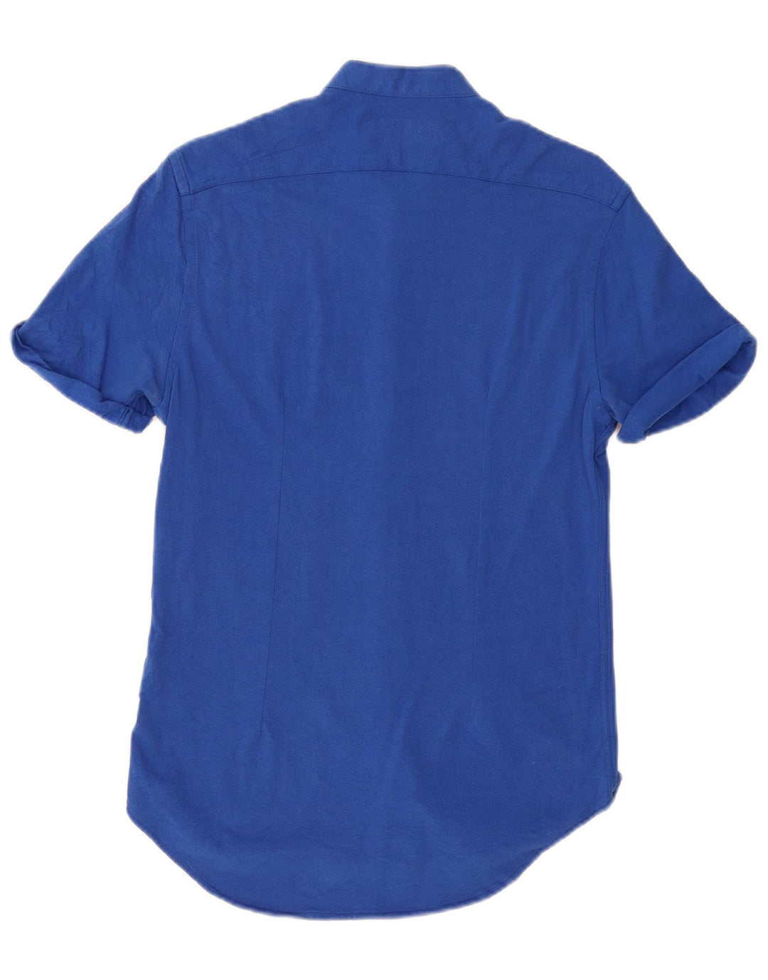 ZARA Chemise Slim Fit à Manches Courtes Homme Bleu Moyen Coton