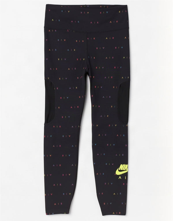 Nike Womens Graphic Leggings UK 12 Medium Black Polyester