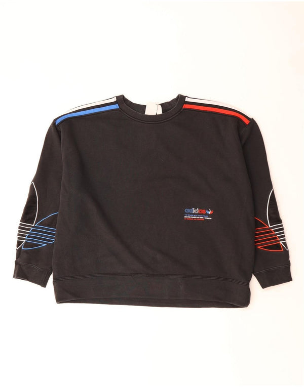 Adidas Sweat-shirt à trois rayures pour femme UK 14 Large Noir