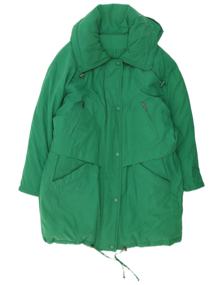 VINTAGE Femme Manteau rembourré surdimensionné EU 42 Grand Polyester Vert