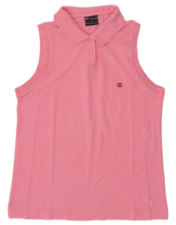 CHAMPION Polo sans manches pour femme UK 14 Large Rose Coton