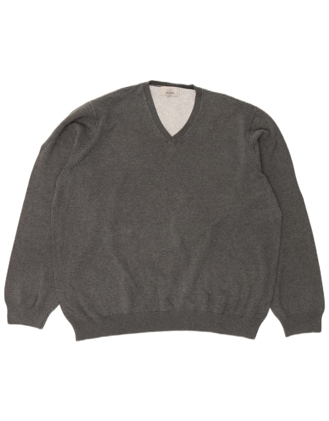 Marks & Spencer Pull col V pour homme 2XL Gris Coton