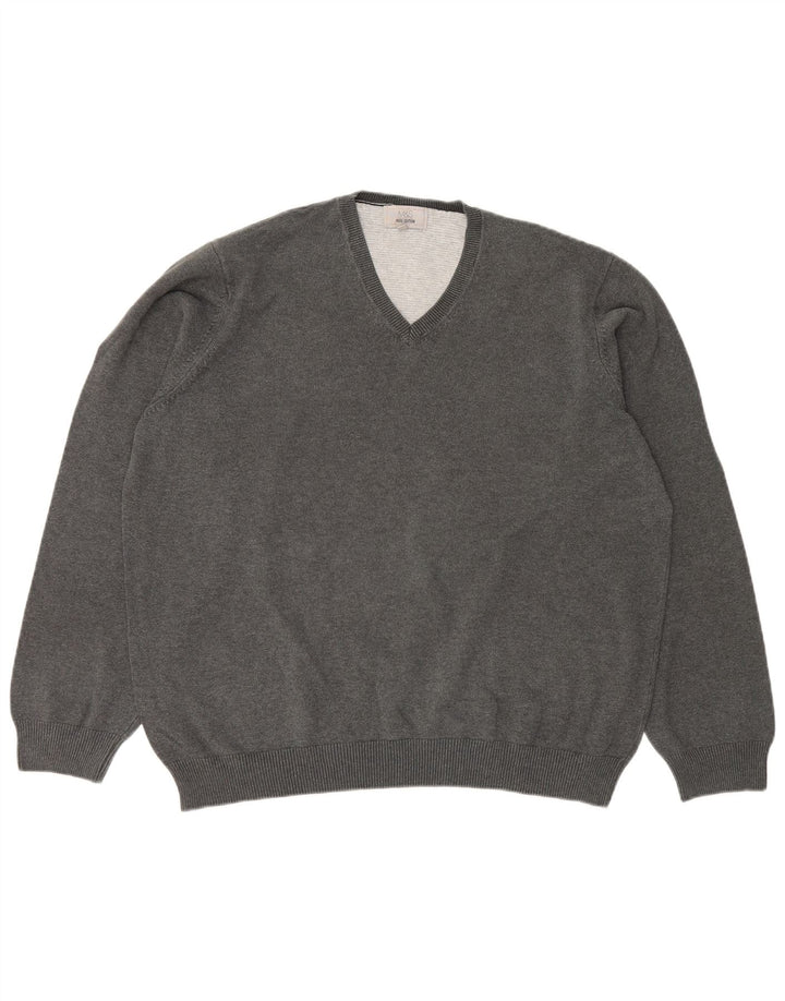 Marks & Spencer Pull col V pour homme 2XL Gris Coton