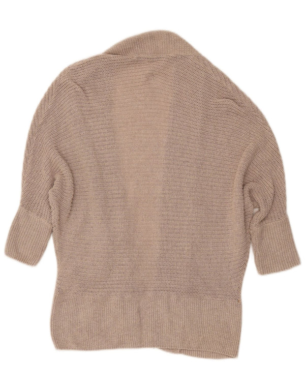 Zara Cardigan ouvert à manches 3/4 pour femme UK 10 Petit coton beige
