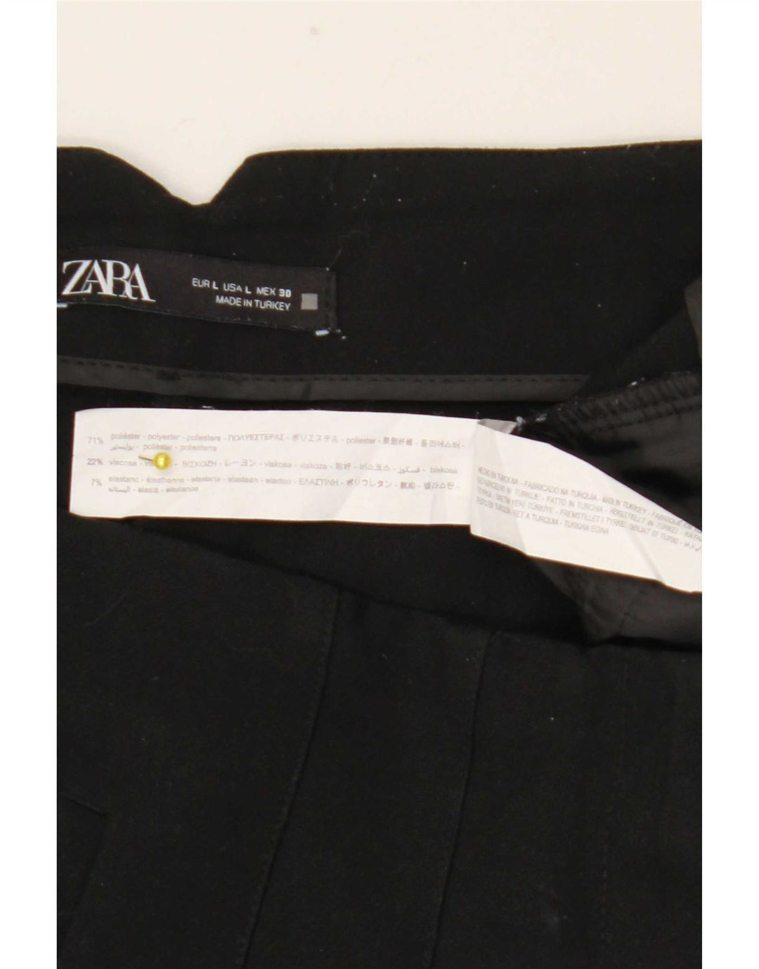 Pantalon de costume fuselé Zara Femme Large W30 L27 Noir Polyester