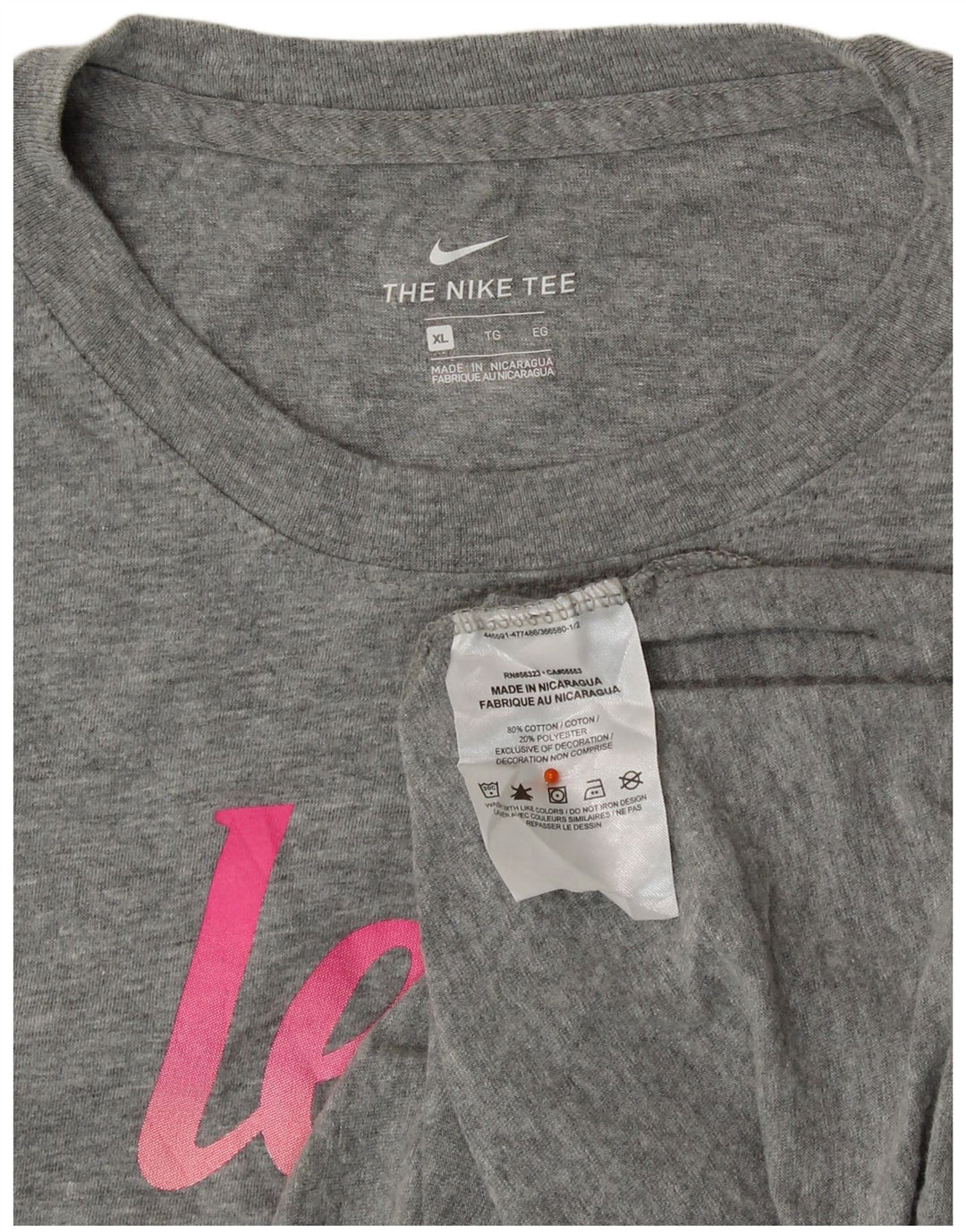 NIKE T-shirt graphique pour femme UK 18 XL Gris Coton