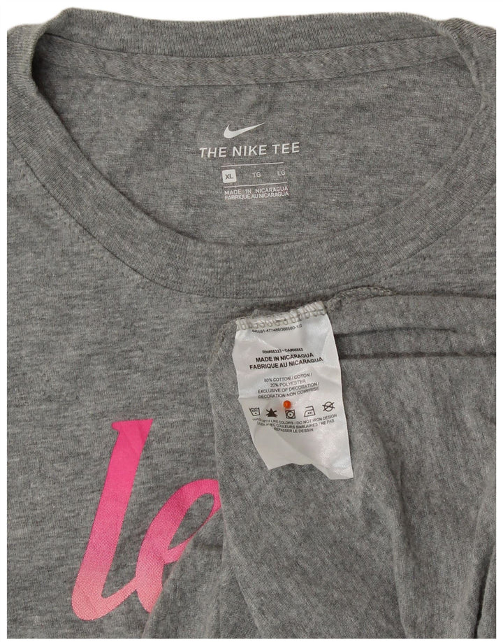 NIKE T-shirt graphique pour femme UK 18 XL Gris Coton