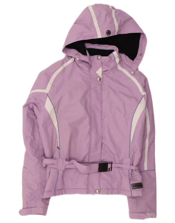 Brugi Veste de ski à capuche pour femme UK 16 Large Violet Colourblock Polyester