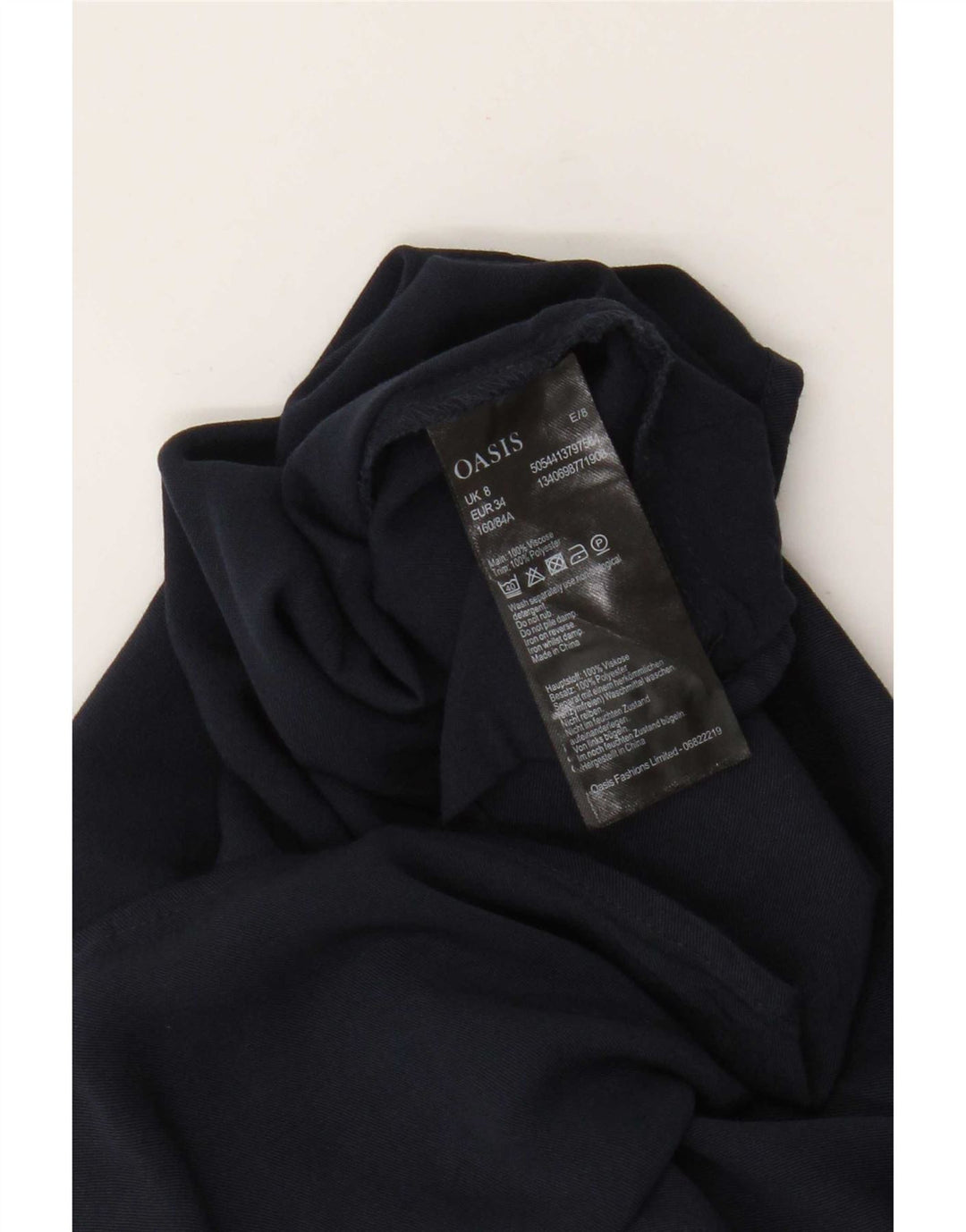 Oasis Haut court à épaules dénudées pour femme UK 8 Small Bleu marine Viscose