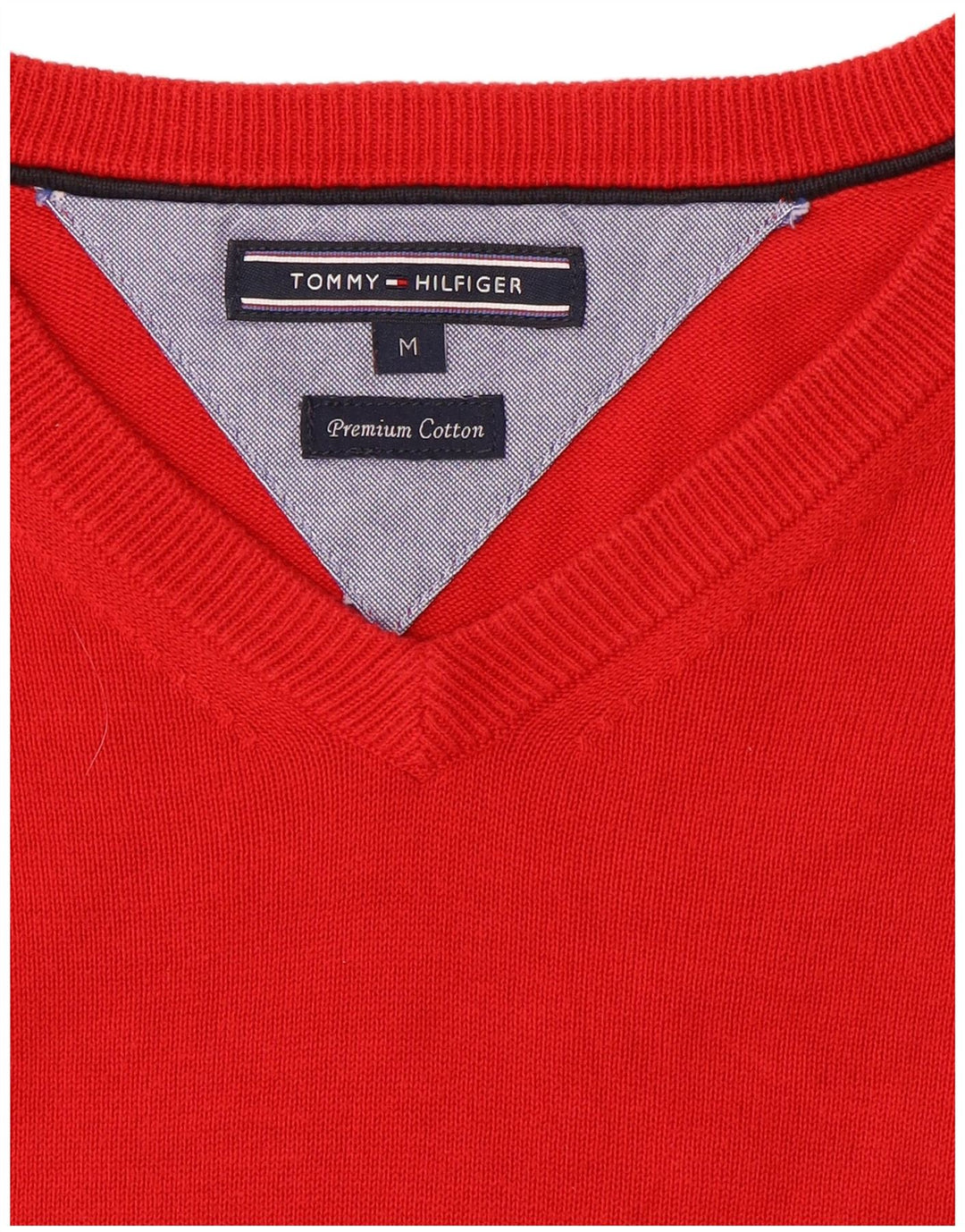 Tommy Hilfiger Pull Col V Homme Rouge Moyen Coton