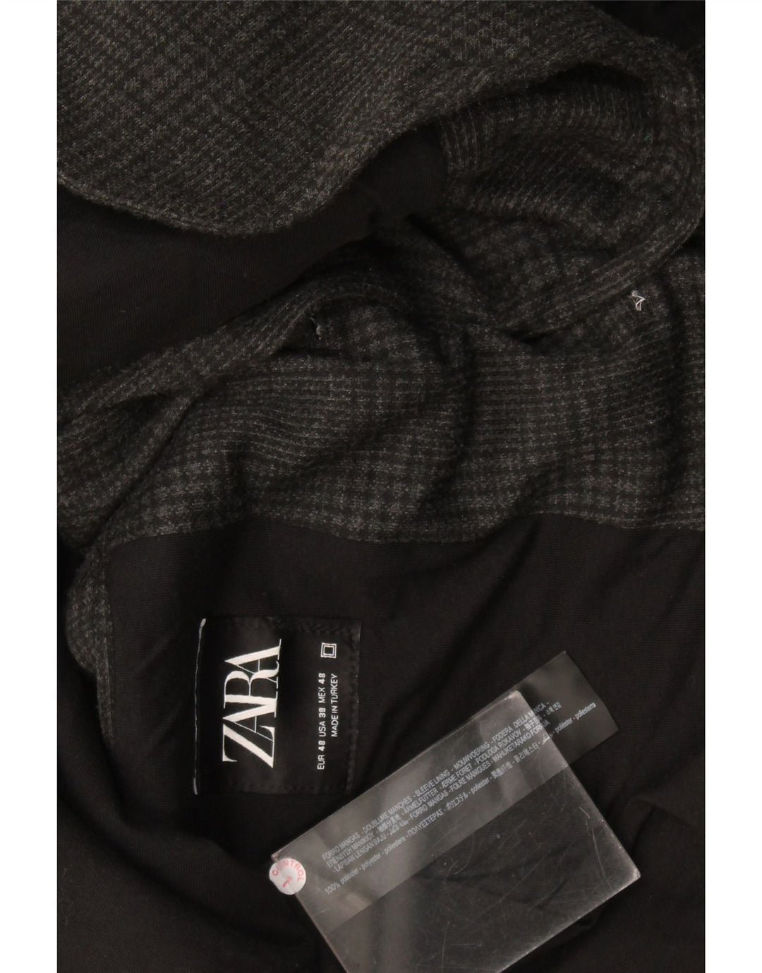 Zara Veste Blazer 2 Boutons Homme EU 48 Gris Moyen à Carreaux Polyester