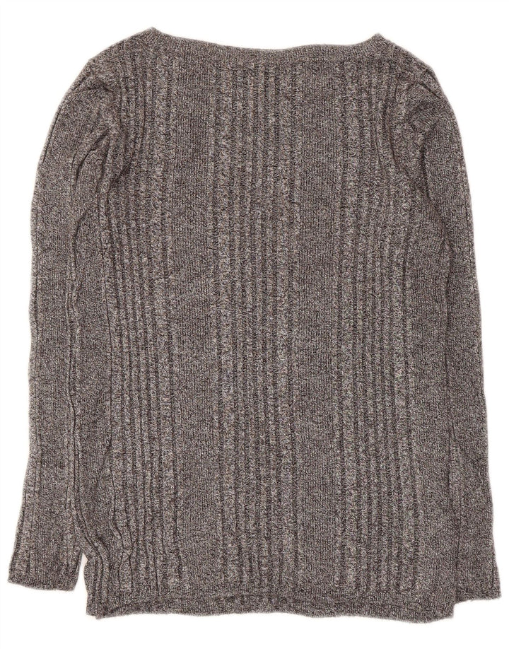 Marks & Spencer Pull col bateau pour femme UK 12 Gris moyen moucheté