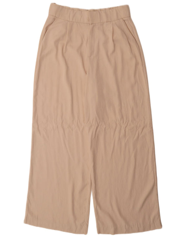 Zara Pantalon Chino Taille Haute Jambe Large Femme XL W32 L32 Beige Lyocell