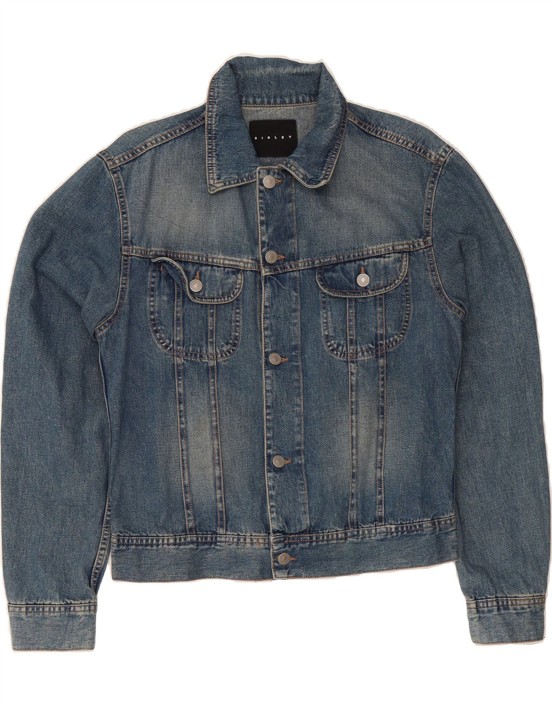 SISLEY Mens Denim Jacket UK 38 Medium Blue Cotton Vintage Sisley and Second-Hand Sisley from Messina Hembry 