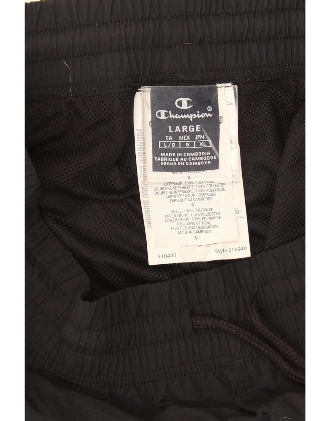 Champion Pantalon de survêtement cargo pour homme Large Noir Polyester