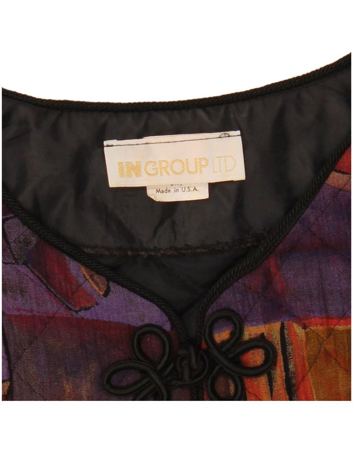 VINTAGE Femmes Crop Blazer Veste US 10 Grand Multicolore Géométrique