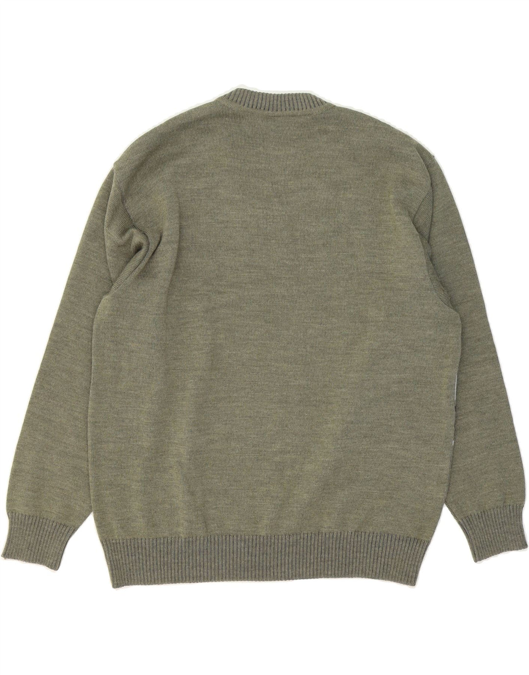 VINTAGE Mens V-Neck Jumper Sweater Medium Green Geometric Polyacrylic Vintage Vintage and Second-Hand Vintage from Messina Hembry 