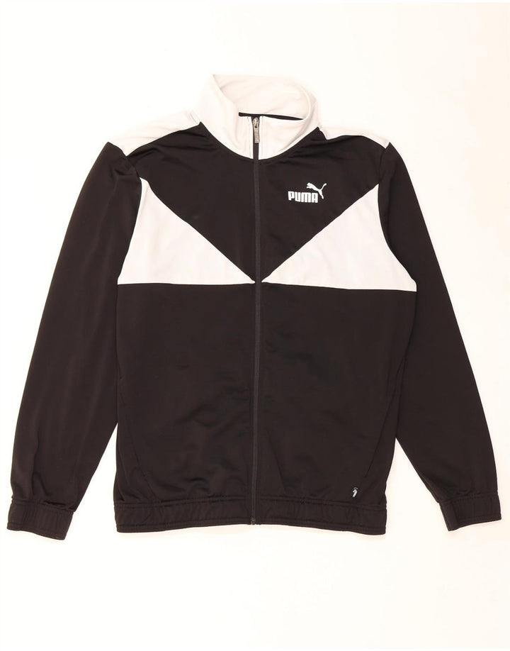 Puma Veste de survêtement pour homme Large Noir Colorblock Polyester