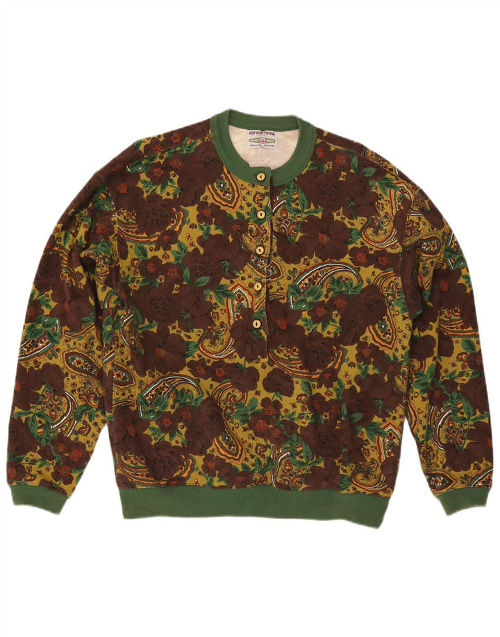 vintage Womens Sweatshirt Jumper UK 16 Grand Floral Multicolore