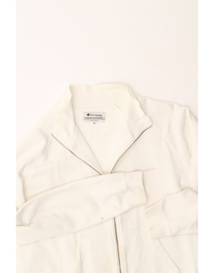 CHAMPION Womens Tracksuit Top Jacket UK 14 Medium White Cotton Vintage Champion and Second-Hand Champion from Messina Hembry 