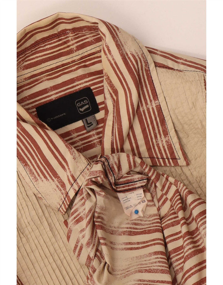 Chemise Homme Gas Large Coton Rayé Marron