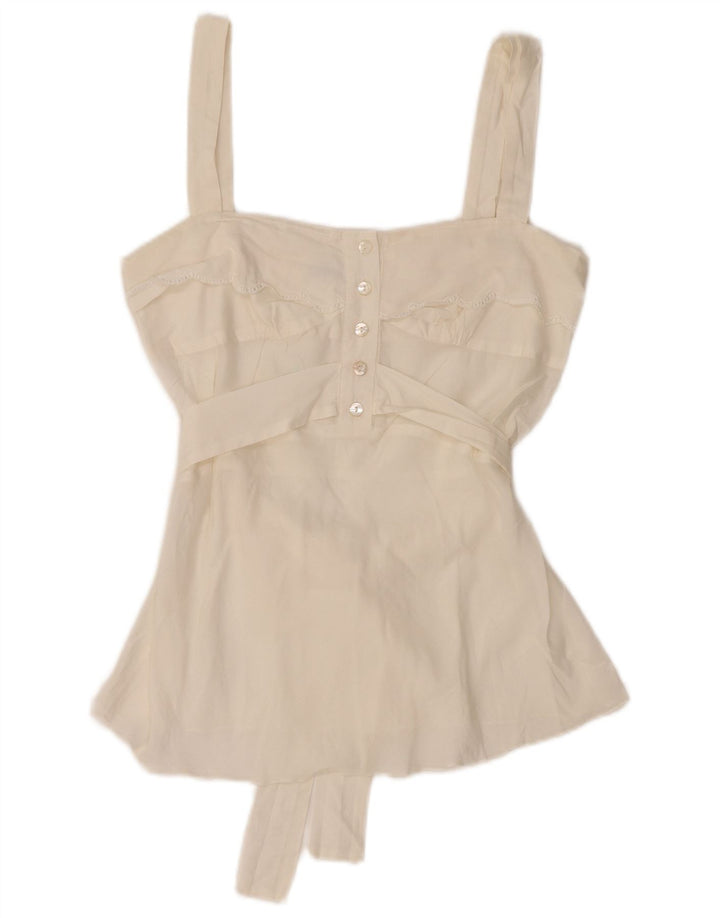 GUESS BY MARCIANO Chemisier court sans manches pour femme UK 8 Small Blanc