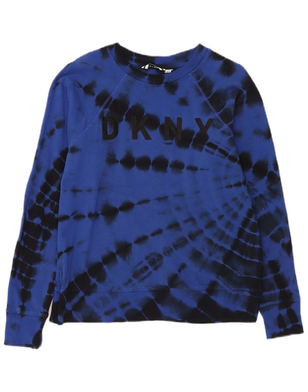 Dkny Sweat-shirt surdimensionné pour femme UK 6 XS Bleu Tie Dye Coton