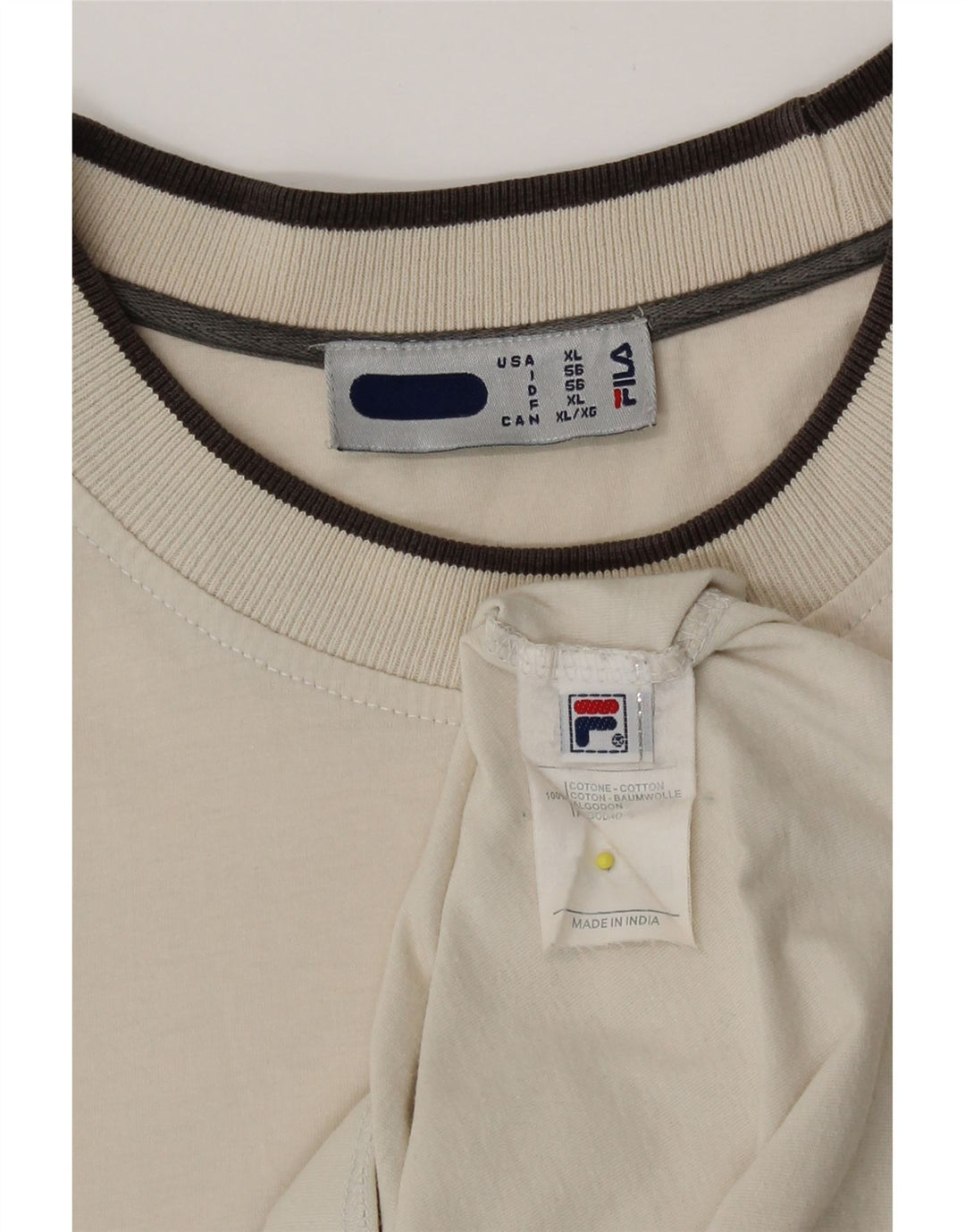 Fila T-Shirt Homme Top XL Beige Coton