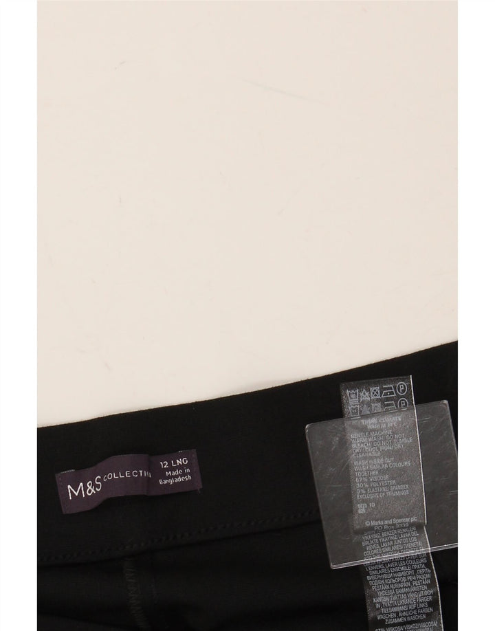 MARKS & SPENCER Pantalon décontracté droit pour femme UK 12 Medium W30 L30 Noir
