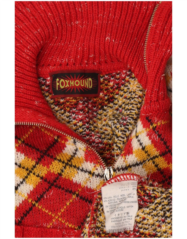 Foxhound Pull col zippé pour homme XL Rouge Argyle/Diamond Laine