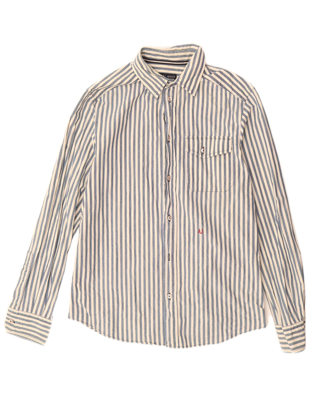 ARMANI JEANS Chemise Homme Bleu Moyen En Coton À Fines Rayures