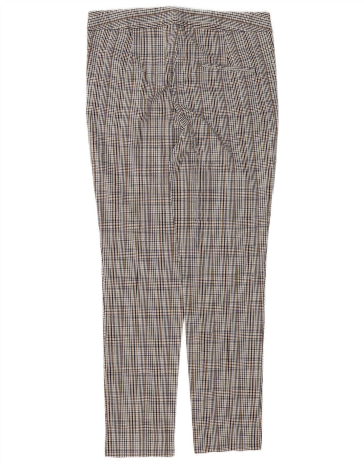 Pantalon Chino Slim Femme Zara Moyen W30 L27 Gris Carreaux Viscose